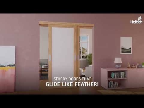 Hettich TopLine 120 Silent System: Heavy duty soft close sliding door system for room dividers - Weight 120 kg/door; Max door dimensions: Width 1500 mm (Max.)