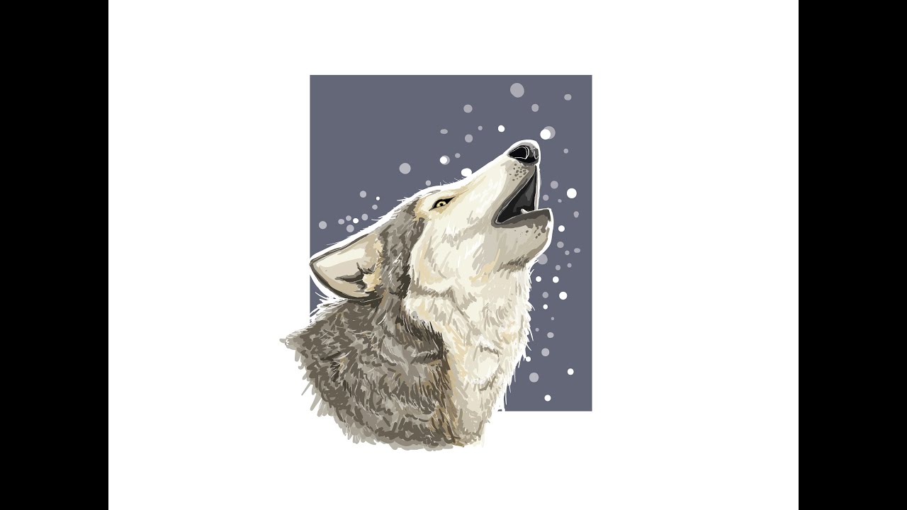 Time Lapse Adobe Illustrator : wolf vector painting illustration