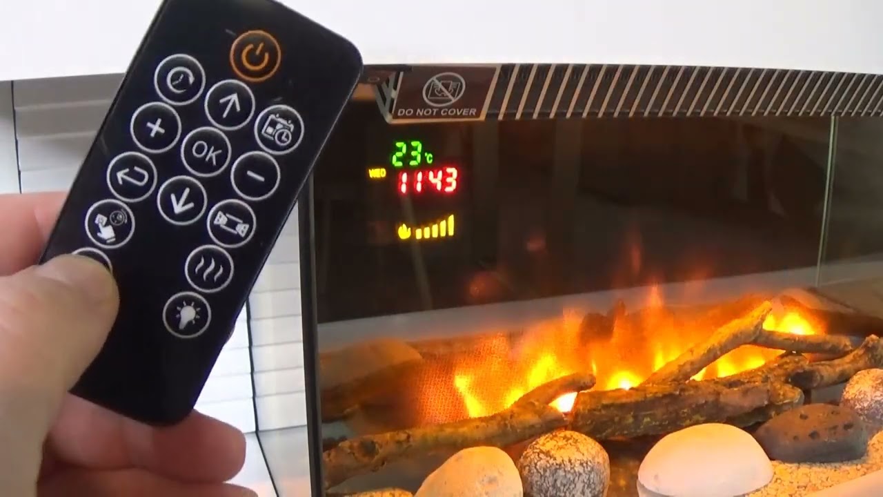 HomeZone White Electric Fire Wall Mounted LED Flame Effect Electric Heater