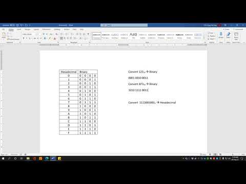 Hexadecimal to Binary and vice versa