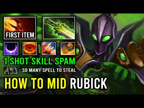 How to Mid Rubick Against Invoker in 7.33 with First Item Dagon 5 Instant 1 Shot Everyone Dota 2