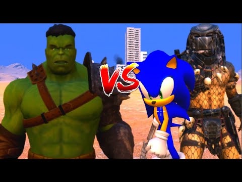 100 Hulk vs 1000 Sonic and 1000 Predator (Marvel vs Marvel)