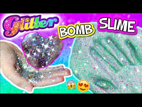 DIY UNICORN CRUSH GLITTER SLIME BOMB 💦 DIY GALAXY HOLO SLIME BOMBE Experiment deutsch I PatDIY