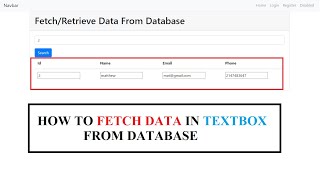 How to fetch data in textbox from database | Fetch data in textbox