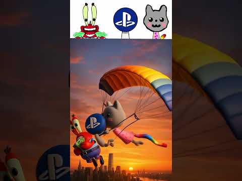 Sprunki OC Mr. Krabs Vs Playstation Vs Nyan Cat All Characters are paragliding #sprunki#incredibox#
