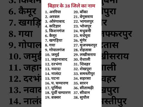 बिहार के 38 जिले के नाम ❓ ( Names of 38 districts of Bihar ) #bihar #district #bihargk #gk