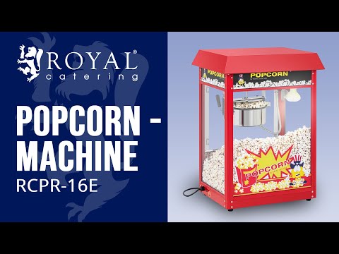 Video - Kleine popcornmachine - 1500 W vermogen, roestvrij staal, gehard glas en antiaanbakmateriaal
