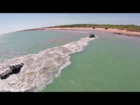 Assault Amphibious Vehicle Beach Landing - Aerial View