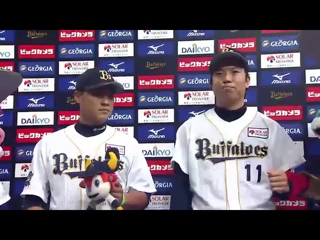 バファローズ松葉投手・川端選手ヒーローインタビュー 2014/8/26 Bs-M