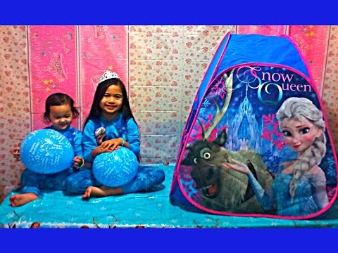 DISNEY FROZEN Videos Super Cool Playtent Surprise Elsa Anna Let It Go Sing Along Balloon Surprise Video
