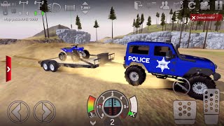 Offroad Outlaws Blue Police Jeep 4x4 - Attach Trailer and Transport ATV - Android Gameplay