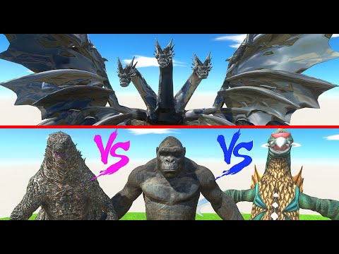 GRAY GHIDORAH vs GODZILLA and KING KONG and GIGAN - Animal Revolt Battle Simulator