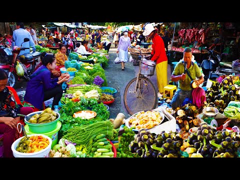 Food Rural TV, Cambodian​​ Everyday Fresh Food Market - Palm, Corn, Fish Meat, Vegetable & More