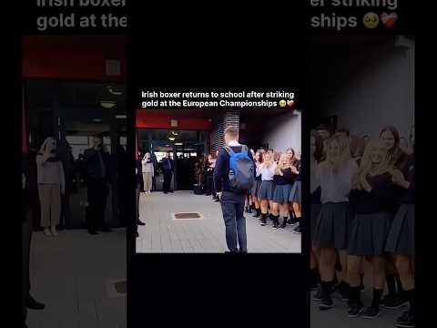 Irish boxer returns to school after striking gold at the European Championships 🥹❤️‍🩹