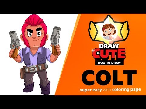 How to draw Colt | Brawl Stars super easy drawing tutorial with coloring page