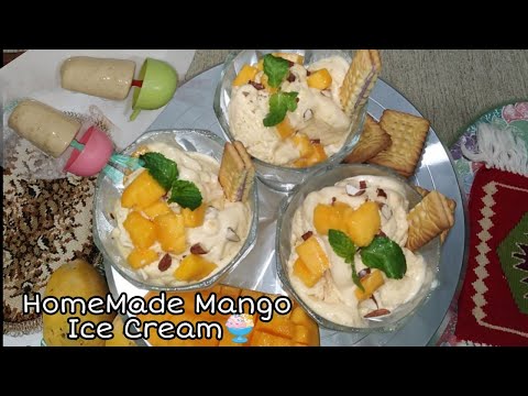 Mango Ice Cream Recipe || Without Condense Milk| Egg Less Dessert Recipe | Only 3 Ingredients