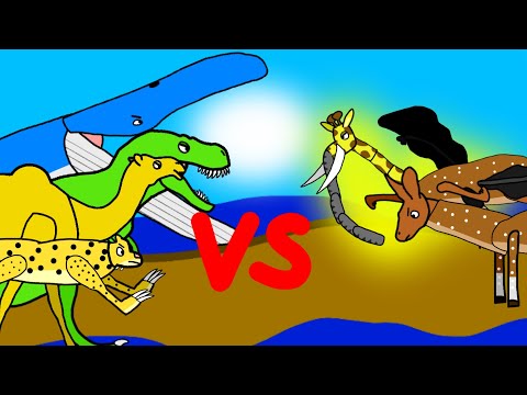 Camel, Blue whale, Tyrannosaurus rex and Leopard vs FK and Fallow Kangaroo