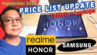 RealMe Samsung Honor Tablets + Laptops Price List Update 2023 (September 2023)