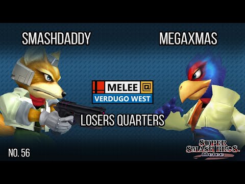 Melee @ Verdugo #56 - Smashdaddy (Fox / Sheik) VS MegaXmas (Falco) - SSBM - Losers Quarters