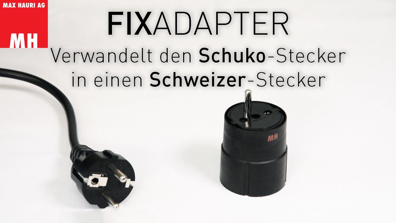 Max Hauri Fixadapter SchuKo Konturenstecker – T12 IP44 mit Moosgummi