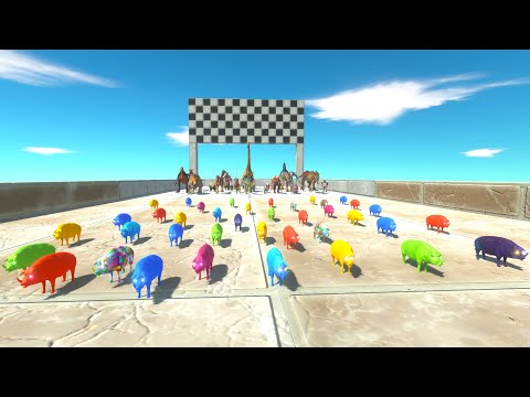 CHASE SPEED RACE TO EAT AN COLOR NEON PIG NEW MAP FOREST - Animal Revolt Battle Simulator