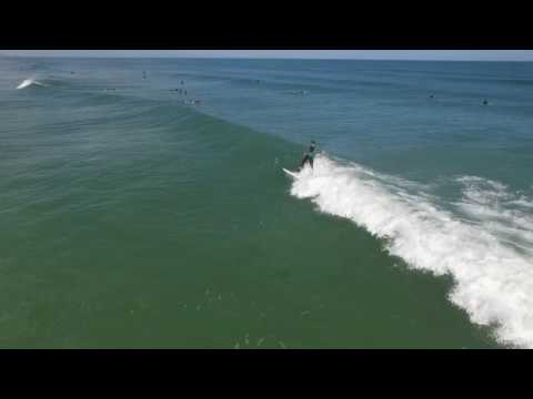 Aerial surf footage of Ponce Inlet