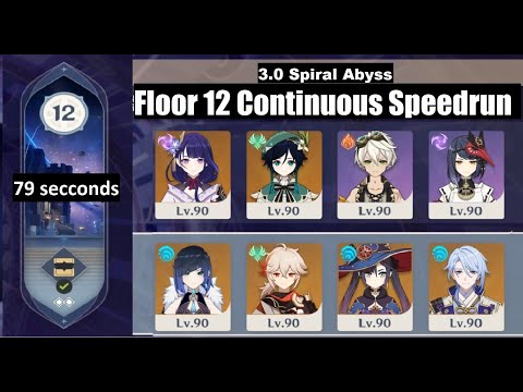 [Genshin Impact] 3.0 Abyss Floor 12 Full Continuous (No Reset) Speedrun - 79s