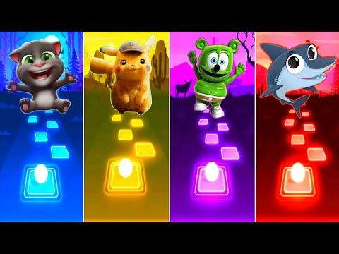 Baby Shark vs Butterfly Pikachu vs Talking Tom vs Gummy Bear - Tiles Hop