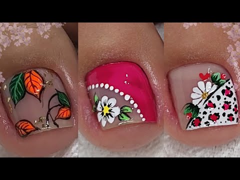 DISEÑOS DE UÑAS FÁCILES PARA PIES 🦶 🌺💅 #miarteentusuñas