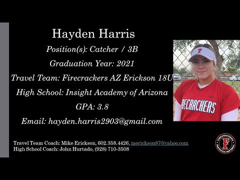 Hayden Harris Softball Skills Video - 2021 Catcher 3B