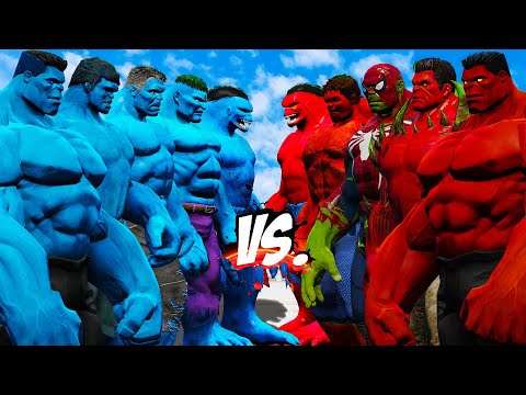 TEAM BLUE HULK VS TEAM RED HULK - HULK BATTLE - EPIC SUPERHEROES WAR