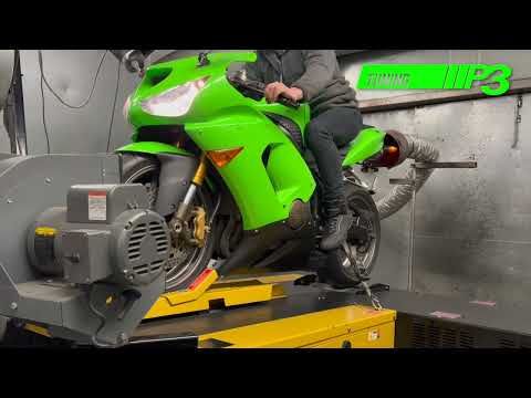 Kawasaki ZX6R 2005 Dyno ECU mapping DNA air filter Dominator Silencer P3 Tuning