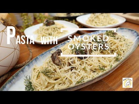 How to make Lemon Dill Pasta with Smoked Oysters (Cooking demo with my mom!)