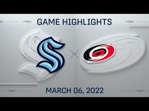 NHL Highlights | Kraken vs. Hurricanes - Mar. 6, 2022