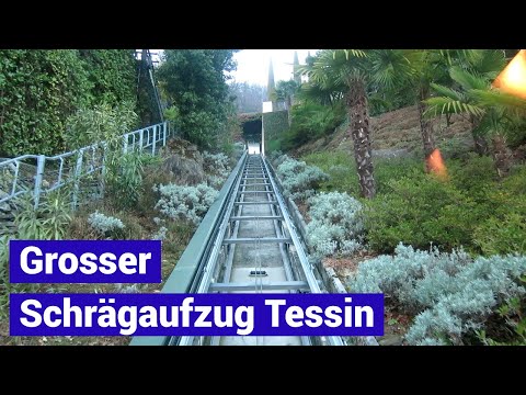 Grosser Schräglift in Brissago Hersteller Verbano - kleine Standseilbahn