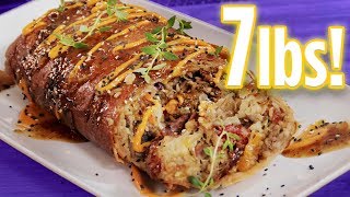 How to Turn Leftover Chinese Food into One GIANT 7-LB EGG ROLL! | Deep Fried Crazy