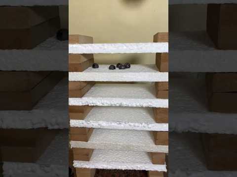 Hot iron balls vs Styrofoam tower 🔥. #shorts #asmr #experiment