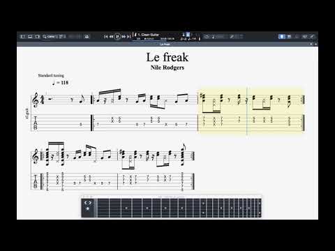 Le Freak (Nile Rodgers) Guitar animated tab #2