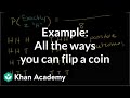 Example All The Ways You Can Flip A Coin Probability And Statistics Khan Academy
