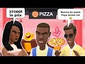 Mbeuss diay tar et ibou soulard au restaurant Pizza 37000f dessin animé en wolof Sénégal toons