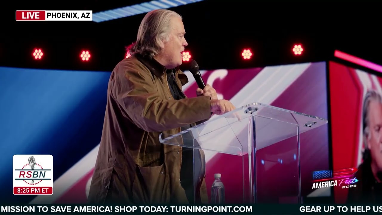 WATCH: Steve Bannon speaks at TPUSA's America Fest - 12/19/25