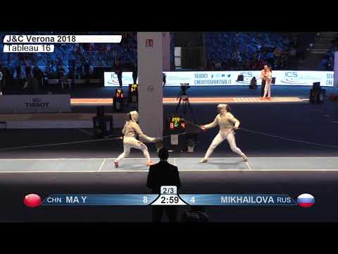 FE T16 01 F S Junior Individual Verona ITA World Championships BLUE MIKHAILOVA RUS vs MA CHN