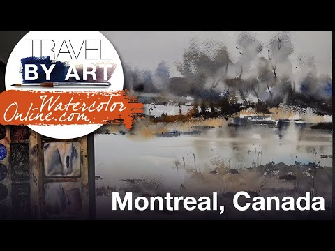 #199 Travel by art, Ep. 71: Parc des rapides, Montreal, Canada (Watercolor Landscape Tutorial)