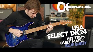 Video thumbnail for Charvel USA Select DK24 HSS Trem Quilt Maple, Blue Burst by GAK