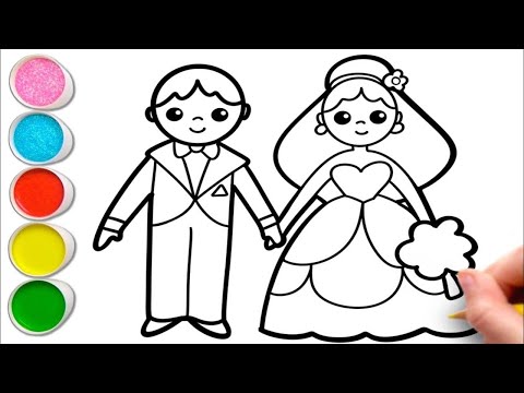 cute bride???? and beautiful groom???? picture????️ drawing and coloring for kids and toddlers