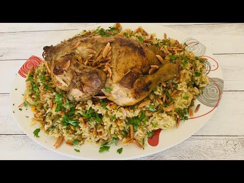 How to make arabian ouzi rice - ouzi rice recipe with chicken - family kitchen tube