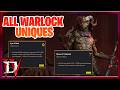 Diablo 4 Lord of Hatred Season 13 Every Warlock Unique Revealed : Warlock Uniques S13