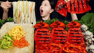 Download lagu 매운 🔥 통 오징어 볶음 잔치국수! 레시피 먹방 Spicy Squid & Korean Janchi Guksu (Korean noodles) Mukbang ASMR Ssoyoung mp3