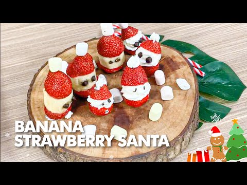 RESEP BANANA STRAWBERRY SANTA LUCU, CEMILAN MANIS UNTUK NATAL | MENDADAK MASAK