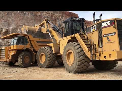Caterpillar 992G Wheel Loader Loading Caterpillar Dumpers - Sotiriadis Brothers
